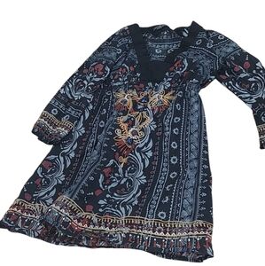 Y2K Forever 21 black blue embroidered dress 100% cotton size s